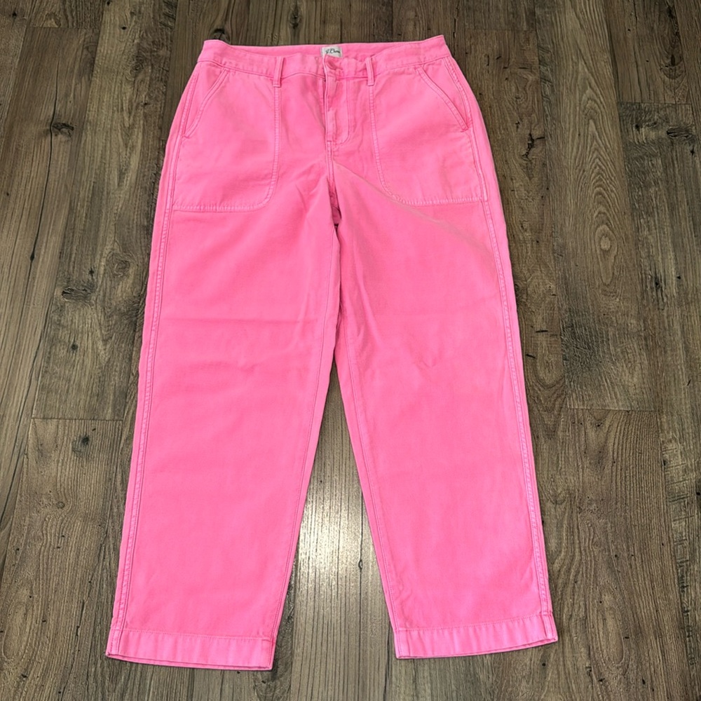 NWT J.Crew High Rise Brilliant Azalea Pink Foundry Pant - Size 10